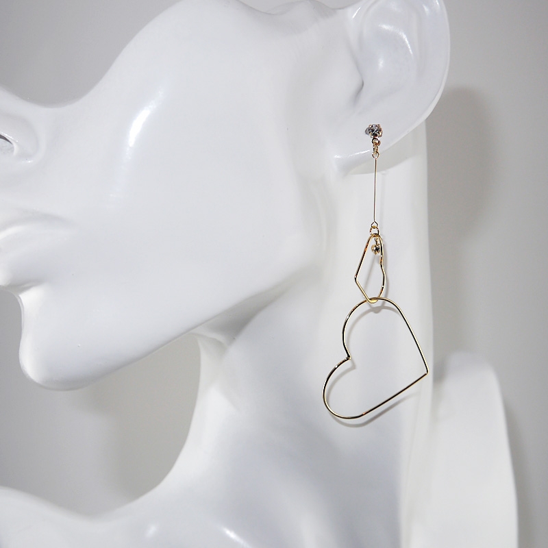 2連ハートモチーフロングピアス/イヤリング | KTY