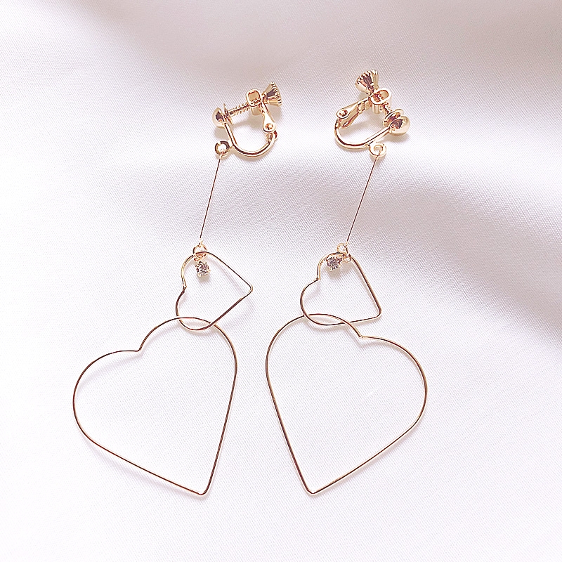 2連ハートモチーフロングピアス/イヤリング | KTY