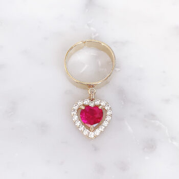 Princess Dahlia Ruby Heart Brilliant 揺れリング/Free Size