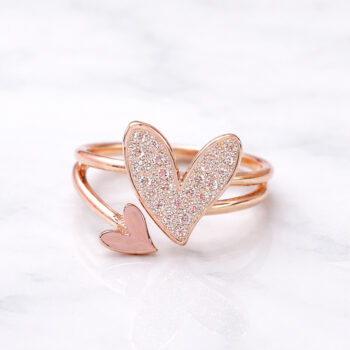 Lovely Art Heart Shine2連リング/Pink Gold【9・10号】