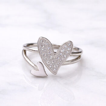 Lovely Art Heart Shine2連リング/Silver【9・10号】