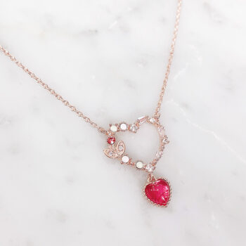 Flower＆Heart フェミニンネックレス/Red