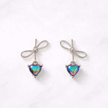 Aurora Heart Simple Ribbon ピアス/Silver