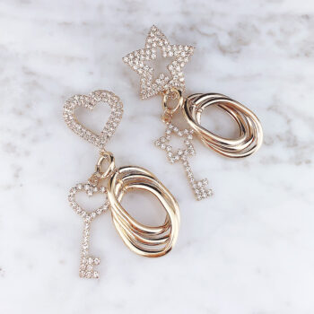 KEYs Heart ＆ Star Asymmetry ピアス