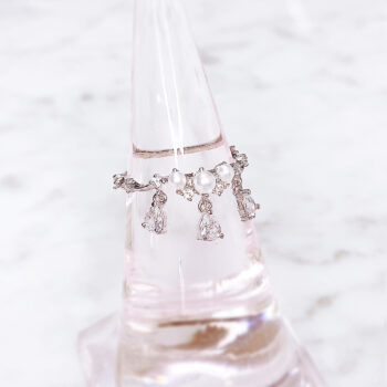 Lovely Trois Pearl Zirconia Volant リング/Silver【11号】