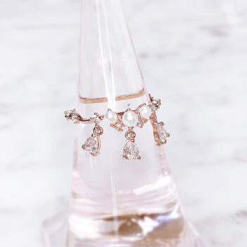 Lovely Trois Pearl Zirconia Volant リング/Pink Gold【11号】