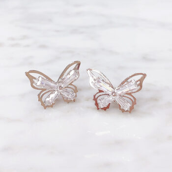 Small Butterfly Zirconia ピアス/Silver
