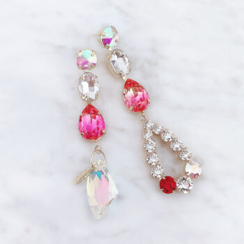 Dress Crystal Glass Jewelry Asymmetry ピアス&イヤリング/オレンジクリスタル