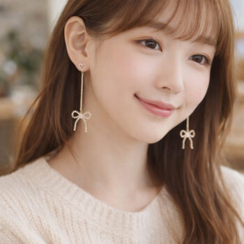 Petit Pearl Ribbon Lovely Heart ロングピアス/イヤリング
