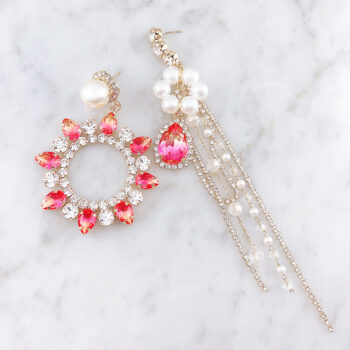 Dress Shine Gradation stone Asymmetry ピアス/Shine Orange