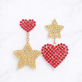 Glitter Heart&Star Czech stone ピアス/イヤリング