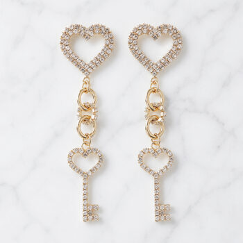 Amulet Zirconia Heart Key ピアス