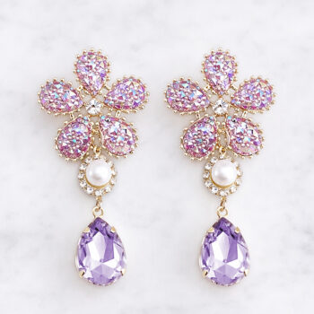 Dress Aurora Stone Flower ピアス/Shine Purple