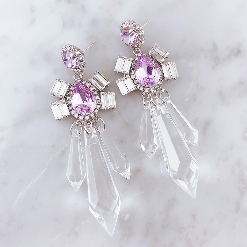 Fairy Crystal Twinkle Purple Ribbon ピアス | KTY