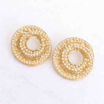 Swirl Pearl Circle ピアス