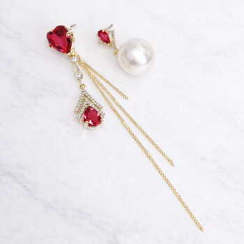 Luxury Heart & Pearl Jewel Zirconia ピアス