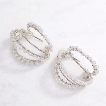 White Pearl Shell Circle ピアス