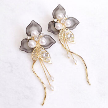 Luxury Jewel Flower Elegant イヤリング