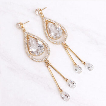 Drop Glass＆Zirconia ピアス&イヤリング/Gold