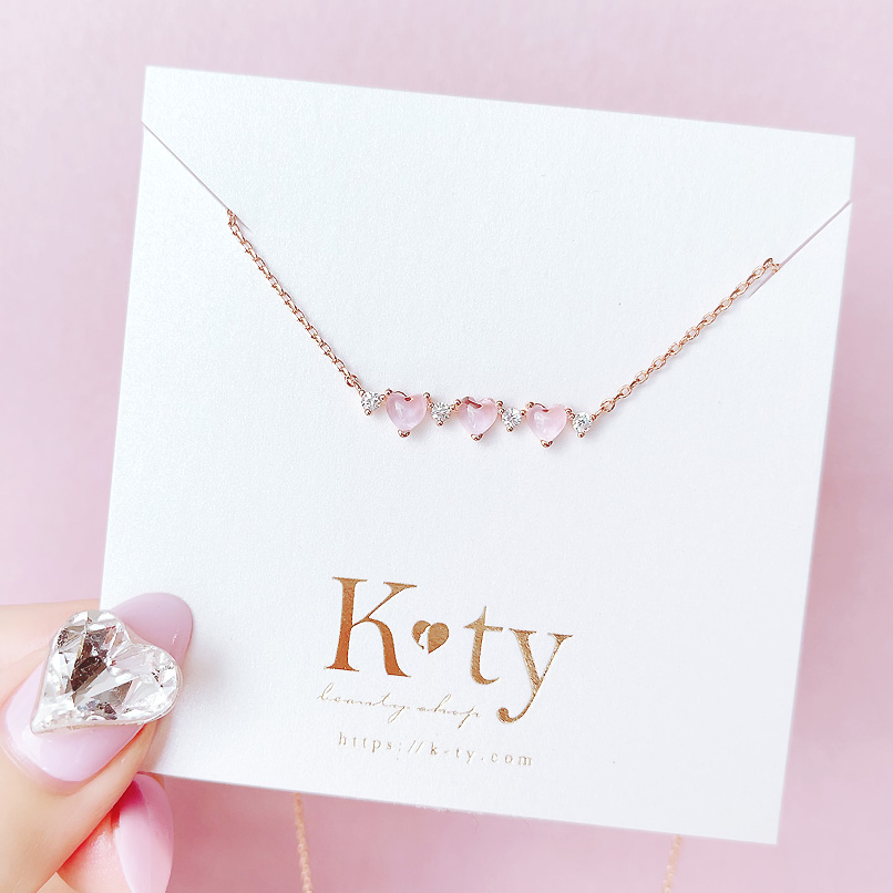 Fairy Pink Heart Crystal Stone ネックレス/PG | KTY