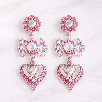 Twinkle Flower Ribbon Heart ピアス&イヤリング/Pink