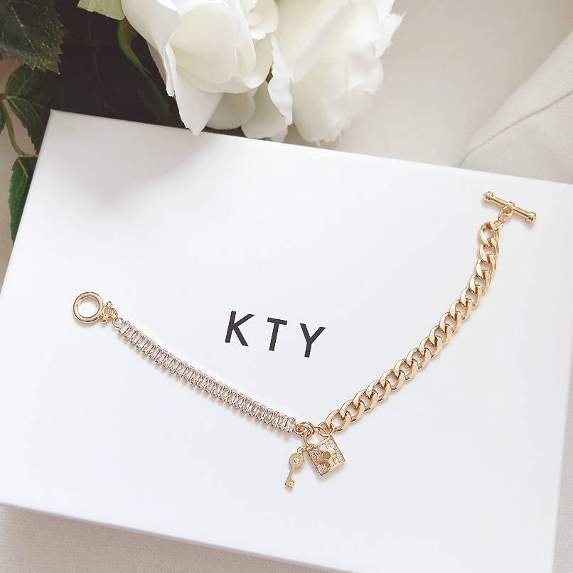 Twinkle Flower Padlock Key ブレスレット/Gold【ニッケルフリー】 | KTY