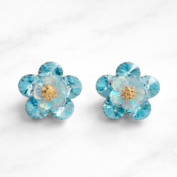 Brilliant Aurora 2Flowerピアス&イヤリング/Blue 【ニッケルフリー】