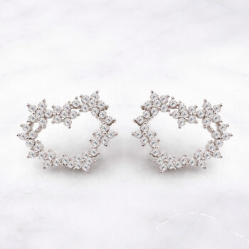 Jewel Open-Heart Flower ピアス/Silver【ニッケルフリー】