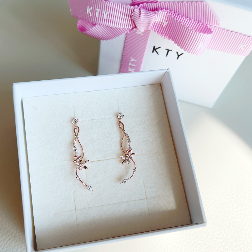 Grace Butterfly Flower ピアス&イヤリング /Pink Gold | KTY