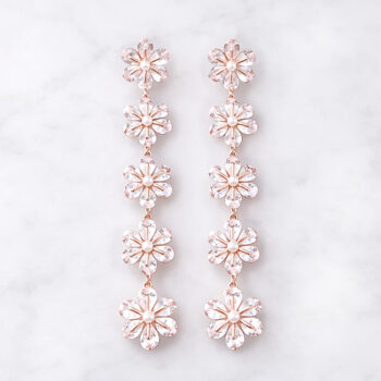 Jewel CZ-Flower Pearl ピアス【ニッケルフリー】