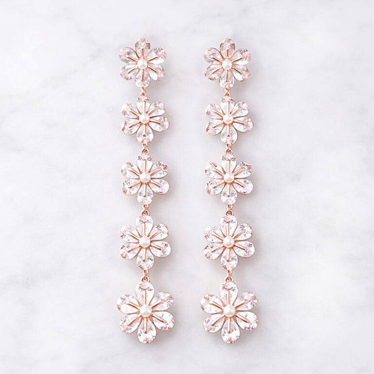 Jewel CZ-Flower Pearl ピアス