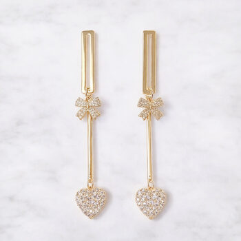 Classical Twinkle Ribbon Heart ピアス