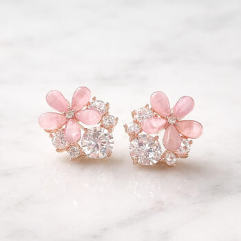 Sweet Pink Flower Zirconia ピアス/イヤリング【ニッケルフリー】