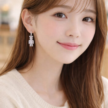 Glitter Bear Hoop ピアス/Silver【ロジウムコーティング】