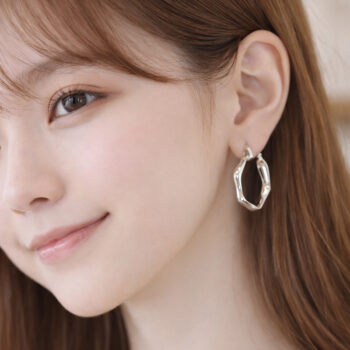 Metal Hoop ピアス【ロジウムコーティング】