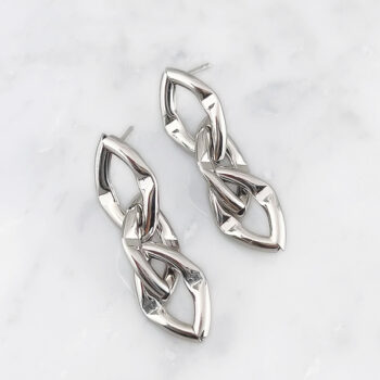 Metal Chain ピアス【ロジウムコーティング】