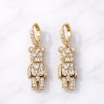 Glitter Bear Hoop ピアス/YG【ロジウムコーティング】