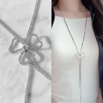 Twinkle Crystal Ribbon Long ネックレス