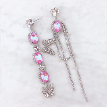 Dress Butterfly Magical Stone Asymmetry ピアス/ピンクパープル