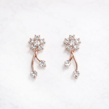 Shine Zirconia Flower ピアス/Pink Gold【ニッケルフリー】