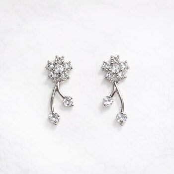 Shine Zirconia Flower ピアス/Silver【ニッケルフリー】