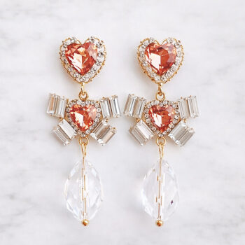 Fairytales Heart Ribbon ピアス&イヤリング/Peach