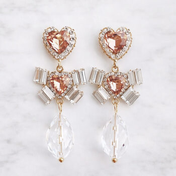 Fairytales Heart Ribbon ピアス&イヤリング/Peach