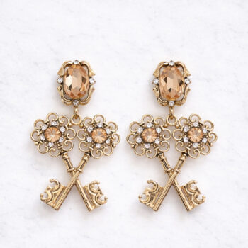 Antique Gold Flower Key ピアス&イヤリング/Champagne