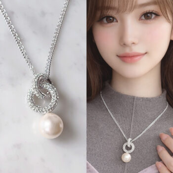 K18 Gorgeous Chic Pearl ネックレス【ロジウムコーティング】