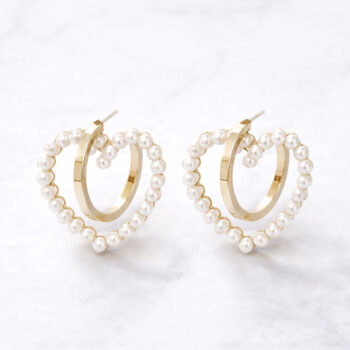 Pearl Swing Heart ピアス
