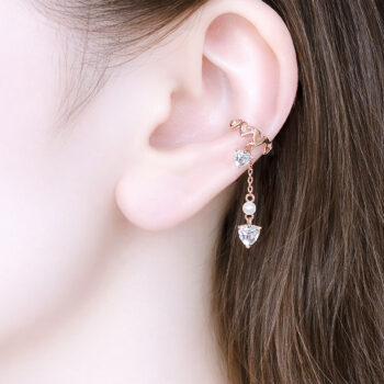 Drop Zirconia Heart イヤーカフ/Pink Gold