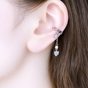 Drop Zirconia Heart イヤーカフ/Silver