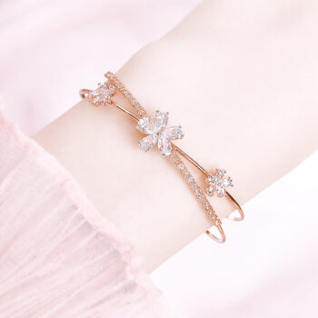 Cross Zirconia Flower ブレスレット/Pink Gold