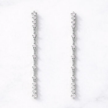Jewel Crystal Long ピアス/Silver【ニッケルフリー】